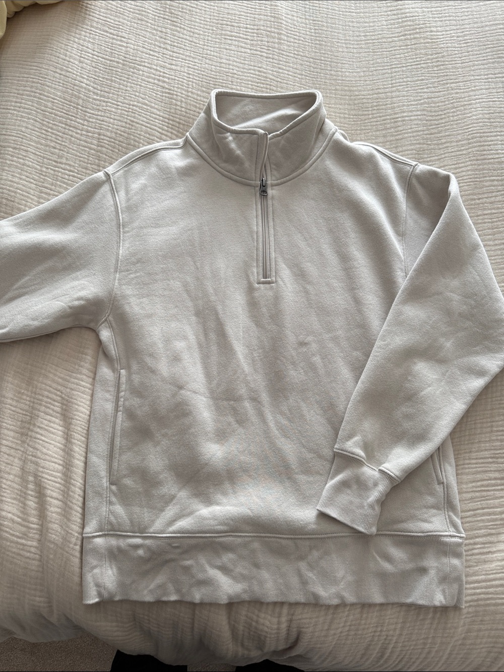 Tuff Athletics Cream/Beige Quarter-Zip Pullover Sweater